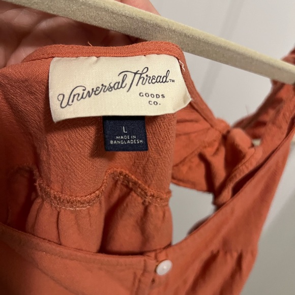 Universal Thread Rust Ruffle Strap Cotton Mini Dress Boho Cottagecore Fall - Picture 7 of 9